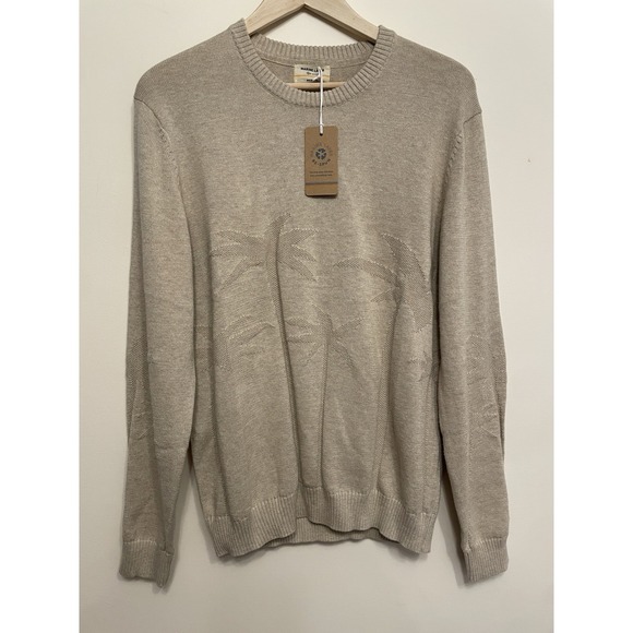 Marine Layer Scenic Crewneck Sweater Men Medium Oatmeal Beige Organic Cotton New